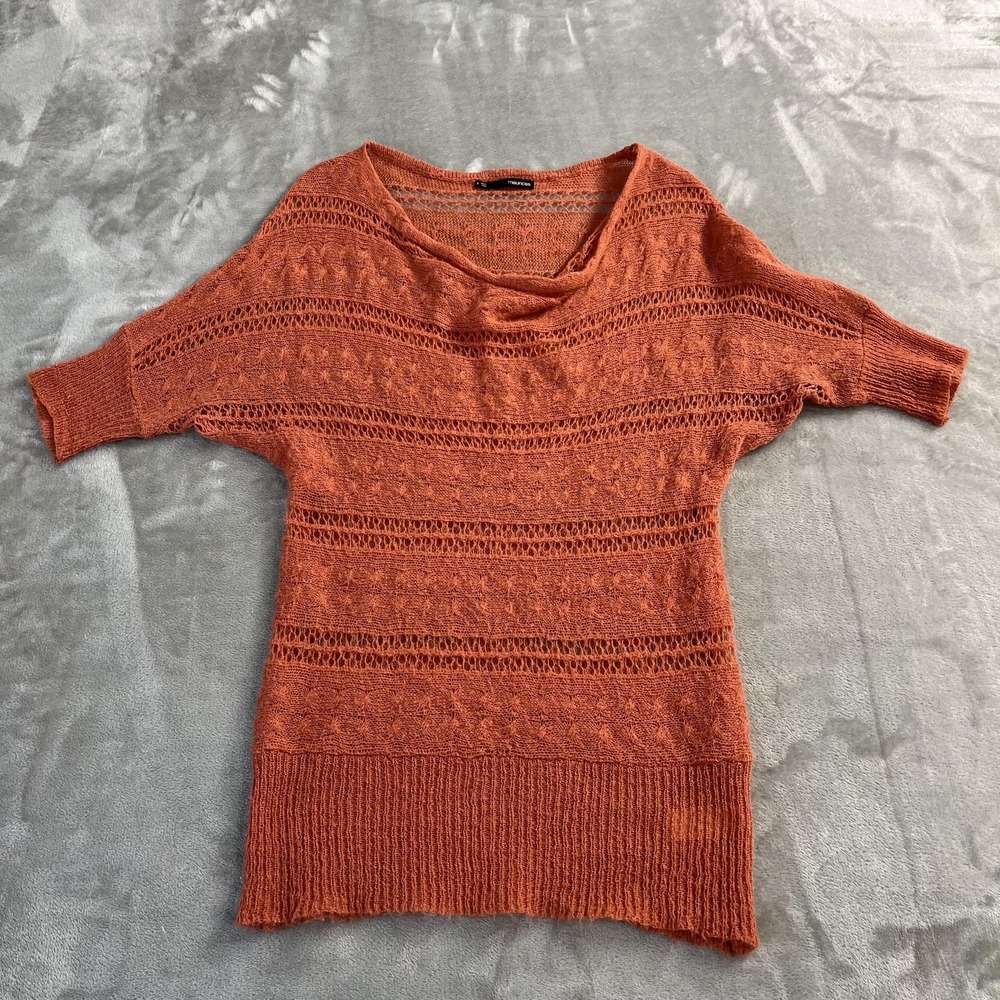 VTG Maurices Sweater‎ Top Womens S Orange Open Knit Dolman Bat Sleeve Y2K Dainty